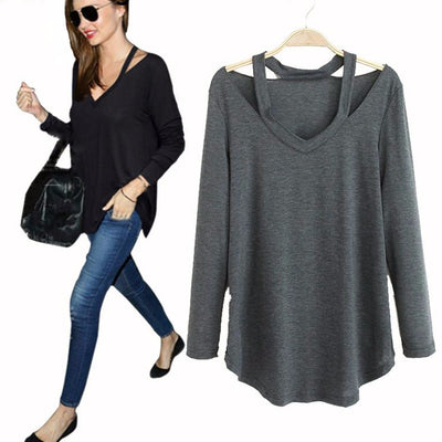 Street Style Cut Out Long Sleeve Blouse