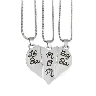 3pcs Stainless Heart Shaped Family Necklace