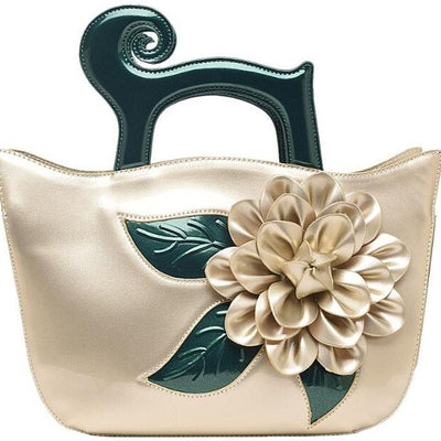 Leather Floral Shoulder Bag