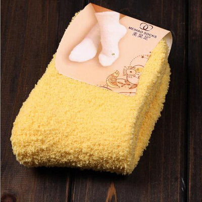 Women Bed Socks Pure Color Fluffy Warm Winter Kids Gift Soft Floor Home clothing accessories 1 Pair