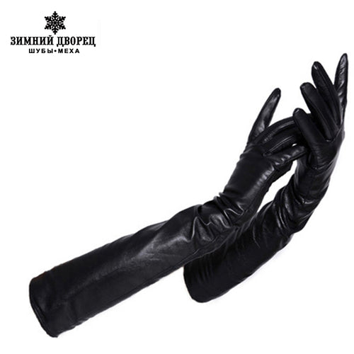 Fashion New 2015 Evening Party Wintertime Longer Genuine Leather Women Keep Warm Long Gloves Special Offer Freeshipping