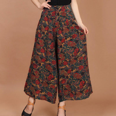 Floral Casual High Waist Trousers