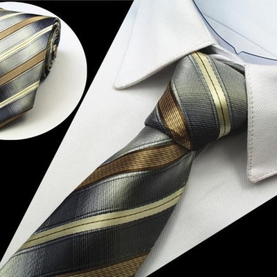 New 8cm 100% Jacquard Woven Silk Tie For Men Striped Neckties Man's Neck Tie For Wedding Business Party Factory Sale