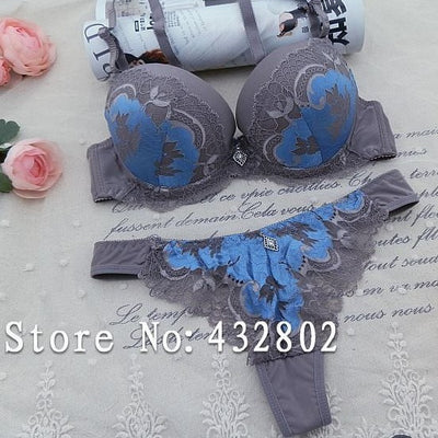 Thong and Bra Embroidered Set