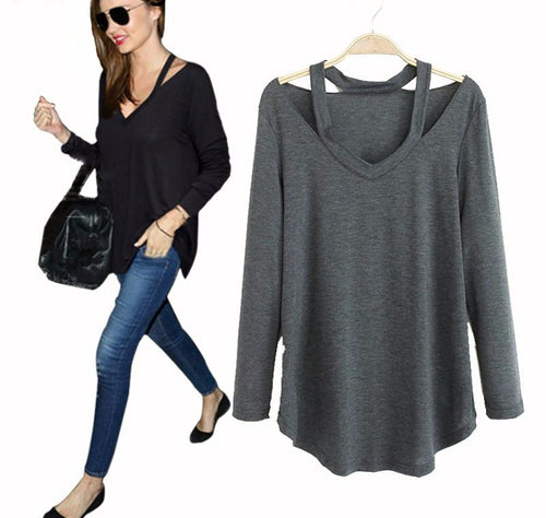 Street Style Cut Out Long Sleeve Blouse