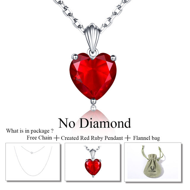 925 Sterling Silver Emerald Necklace Sapphire Pendant Ruby jewelry heart Necklaces & Pendants for women silver 925
